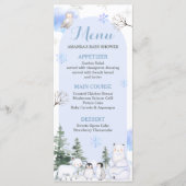 ARCTIC ANIMAL Snowflakes Trees Baby shower Menu (Voorkant)