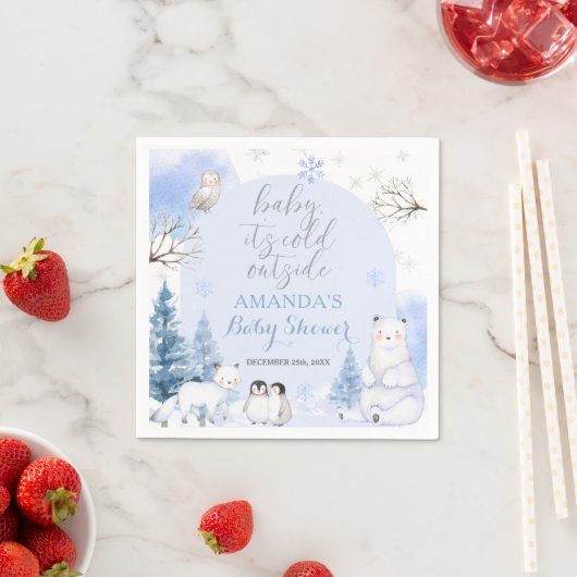 ARCTIC ANIMAL Snowflakes Trees Baby shower Papier Servet (Insitu)