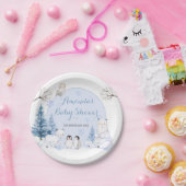 ARCTIC ANIMAL Snowflakes Trees Baby shower Papieren Bordje (Feest)
