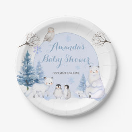 ARCTIC ANIMAL Snowflakes Trees Baby shower Papieren Bordje