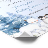 ARCTIC ANIMAL Snowflakes Trees Baby shower Welkom Poster (Hoek)