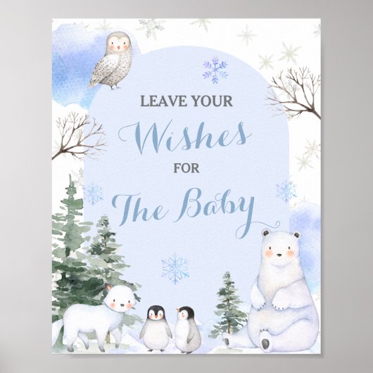 ARCTIC ANIMAL Snowflakes Trees Wensen voor Baby Poster (Voorkant)