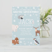 Arctic Animal Verjaardagsfeestuitnodiging Kaart (Staand voorkant)
