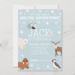 Arctic Animal Verjaardagsfeestuitnodiging Kaart