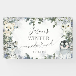 Arctic Animal Winter Onederland 1e verjaardag groo Spandoek