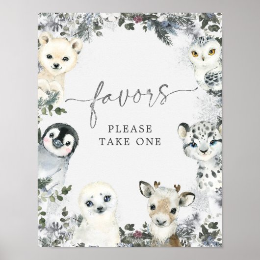 Arctic Animal Winter Onederland 1e verjaardag guns Poster (Voorkant)