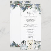 Arctic Animal Winter Onederland 1e Verjaardag Menu (Voorkant / Achterkant)