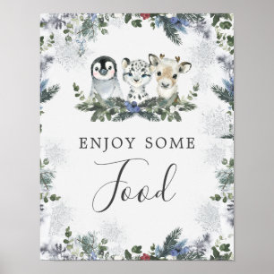 Arctic Animal Winter Onederland 1e Verjaardag Voed Poster