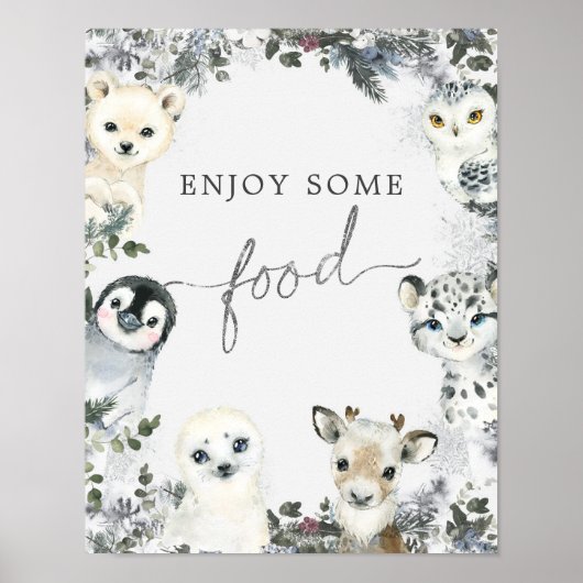Arctic Animal Winter Onederland 1e Verjaardag Voed Poster (Voorkant)