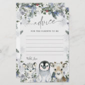 Arctic Animal Winter Onederland Baby shower Advies (Voorkant / Achterkant)