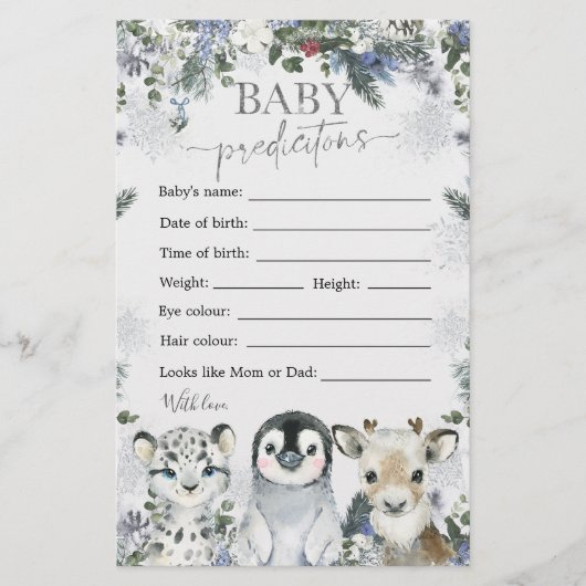 Arctic Animal Winter Onederland Baby voorspellinge (Voorkant)