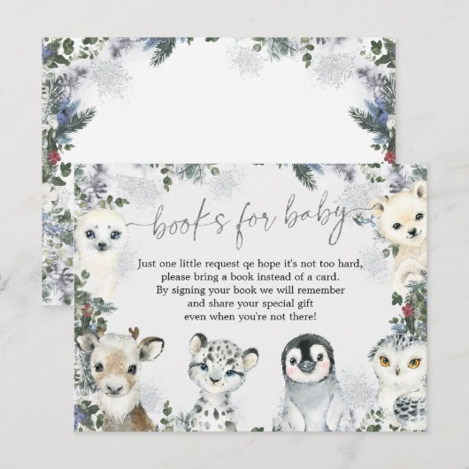 Arctic Animal Winter Onederland Boeken voor Baby Uitnodiging Briefkaart (Voorkant / Achterkant)