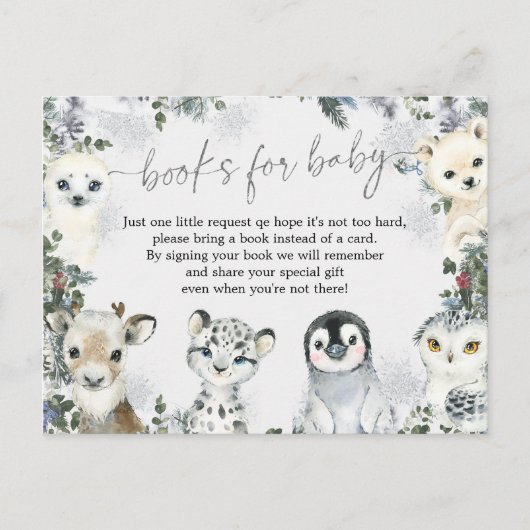 Arctic Animal Winter Onederland Boeken voor Baby Uitnodiging Briefkaart (Voorkant)
