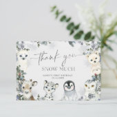 Arctic Animal Winter Onederland Eerste verjaardag Bedankkaart (Staand voorkant)