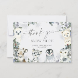 Arctic Animal Winter Onederland Eerste verjaardag Bedankkaart