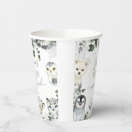 Arctic Animal Winter Onederland Eerste verjaardag Papieren Bekers (Links)