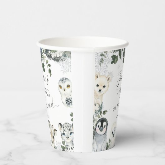 Arctic Animal Winter Onederland Eerste verjaardag Papieren Bekers (Rechts)