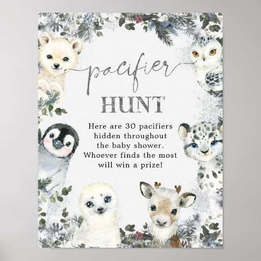 Arctic Animal Winter Onederland Fopspeen Hunt Teke Poster (Voorkant)
