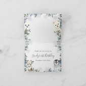 Arctic Animal Winter Onederland Verjaardag gevouwe Bedankkaart (Binnen)