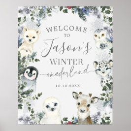 Arctic Animal Winter Onederland Verjaardag Welkom Poster