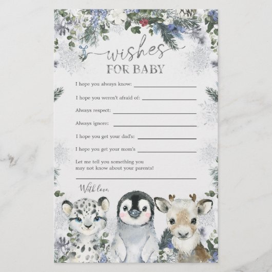 Arctic Animal Winter Onederland wenst Baby (Voorkant)