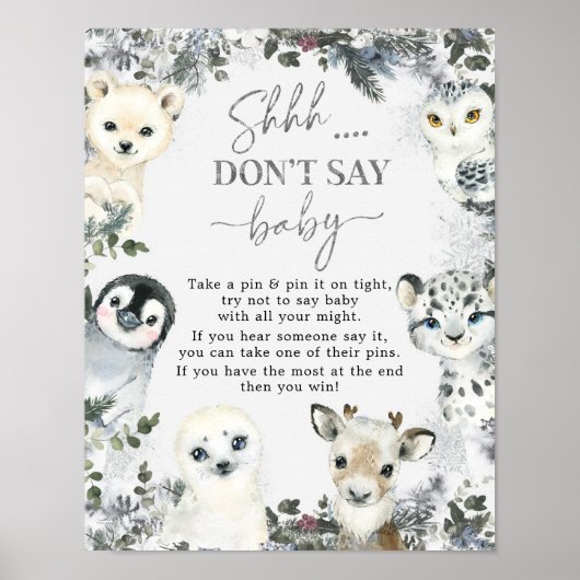 Arctic Animal Winter Onederland zeg geen Baby Poster (Voorkant)