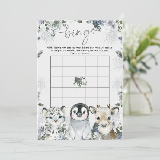 Arctic Animal Winter Wonderland Baby Bingospel Kaart (Staand voorkant)