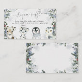 Arctic Animal Winter Wonderland Luier Raffle Informatiekaartje (Voorkant / Achterkant)