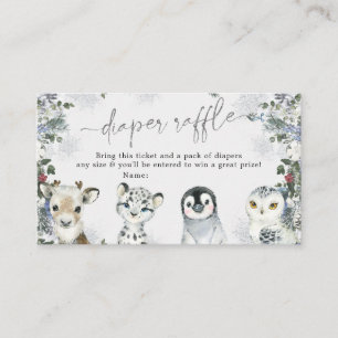 Arctic Animal Winter Wonderland Luier Raffle Informatiekaartje