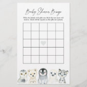 Arctic Animals Baby shower Bingo Game (Voorkant)