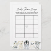 Arctic Animals Baby shower Bingo Game (Voorkant / Achterkant)