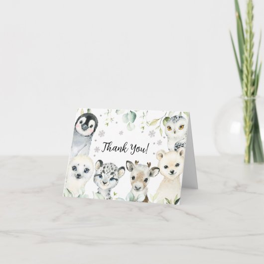 Arctic Animals Baby shower Hartelijk dank Bedankkaart (Voorkant)