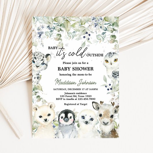 Arctic Animals Baby shower Kaart