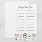 Arctic Animals Baby shower Naam Race Game (Voorkant / Achterkant)