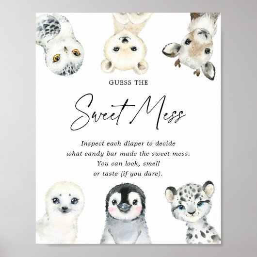 Arctic Animals Baby shower raden de zoete puinhoop Poster (Voorkant)