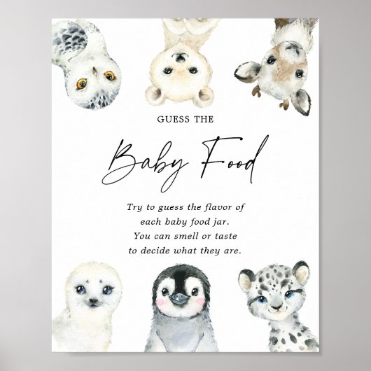 Arctic Animals Baby shower raden het Baby voedsel Poster (Voorkant)