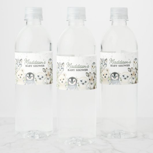 Arctic Animals Baby shower Waterfles Etiket (Flessen)