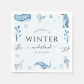 Arctic Animals Blauwe Winter Onederland servetten (Voorkant)