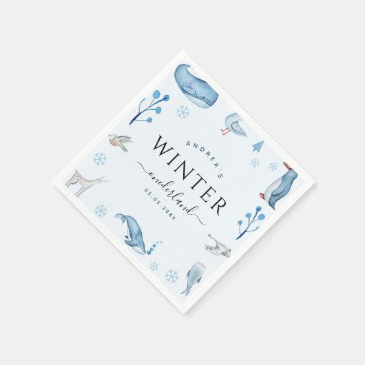 Arctic Animals Blauwe Winter Onederland servetten (Hoek)