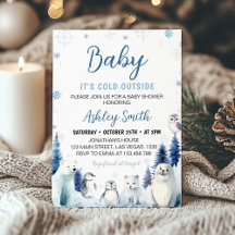 Arctic Animals Blue Winter Baby shower