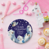 Arctic Animals Blue Winter Kids' Birthday Party Papieren Bordje (Feest)