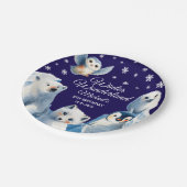 Arctic Animals Blue Winter Kids' Birthday Party Papieren Bordje (Gekanteld)