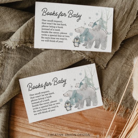 Arctic Animals Boeken voor Baby shower Kaart