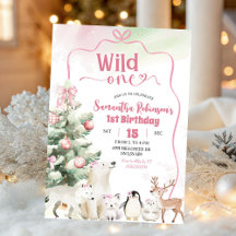 Arctic Animals Coquette Wild One Girl 1st Birthday