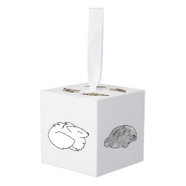 Arctic Animals Cute Doodle Holiday Cube Ornament