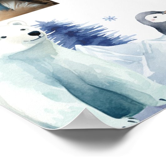 Arctic Animals Eerste Jaar Foto Milestone Sign Poster (Hoek)