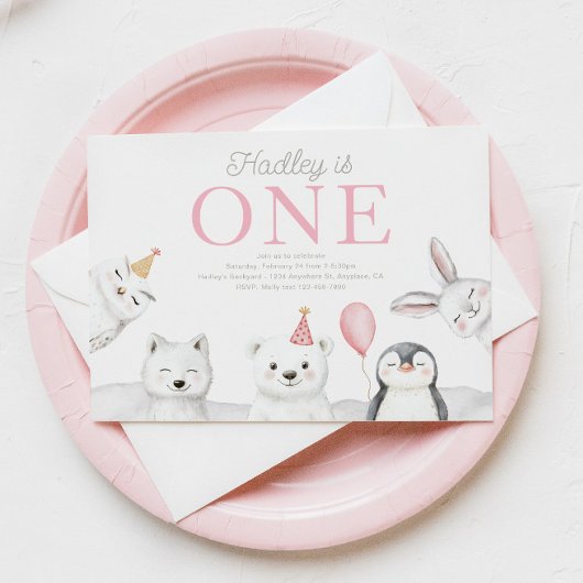 Arctic Animals eerste verjaardag uitnodiging