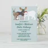 Arctic Animals in Winter Petten Kerstfeest Kaart (Staand voorkant)