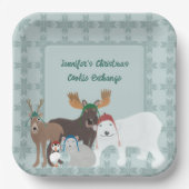Arctic Animals in Winter Petten Kerstfeest Papieren Bordje (Voorkant)