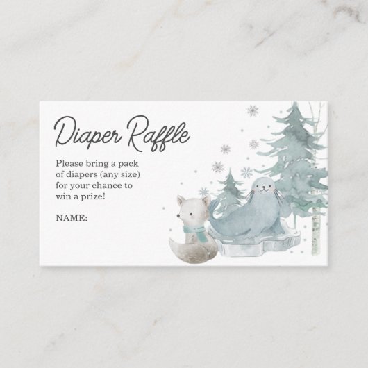 Arctic Animals Luier Raffle Baby shower Kaart (Voorkant)